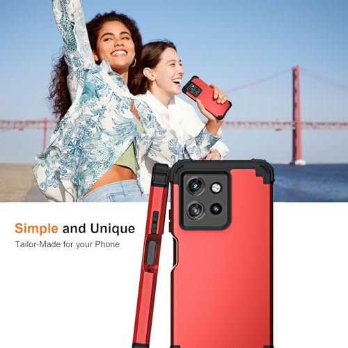 Phone Case for Motorola Moto G Power 2025/Moto G Play 5G 2025 Hard Cover Shockproof Soft Silicone Bumper Hybrid Three Layer Heavy Duty Grip Rugged Protective Cell GPower GPlay XT2515-1 Red - color: Red