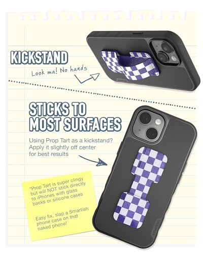 Smartish Phone Grip Loop with Kickstand, Prop Tart, Adhesive Strap, Checker - color: Checkerboard