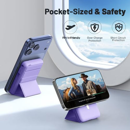 Azmuth for MagSafe Portable Charger, 10000mAh Magnetic Power Bank | 20W PD Fast Charging Magnetic Travel Charger with Dual USB-C LED Display for iPhone 17/16/15/14/13/12 Series - color: Purple