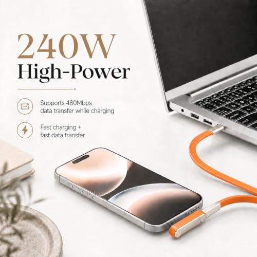 240W Detachable USB C to USB C Fast Charging with Invisible Phone Stand - size: Detachable,C to C,O
