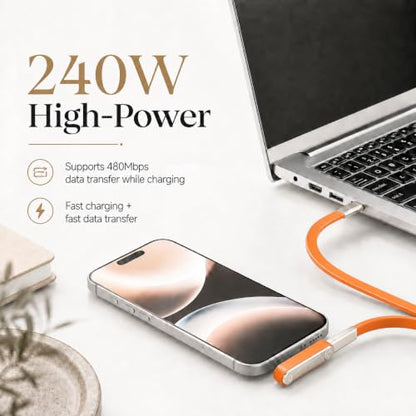 240W Detachable USB C to USB C Fast Charging with Invisible Phone Stand - size: Detachable,C to C,O