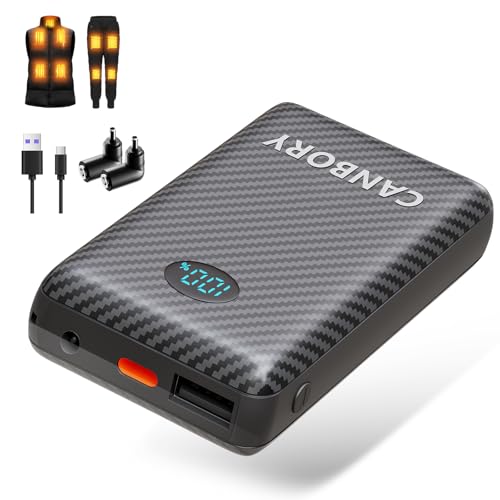 5V 2A/3A Battery Pack for Heated Vest Heated Jacket, 12000mAh Power Bank for Heated Apparel with LED Display with 7.4V DC Port - size: 7.4 V 12000 mAh Black