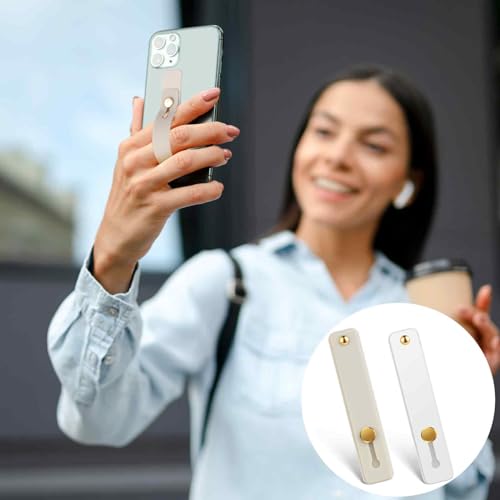 Styquenzer 2 Pcs Universal Phone Grips - Finger Holder for Back of Phone, Portable Phone Strap - Grey White