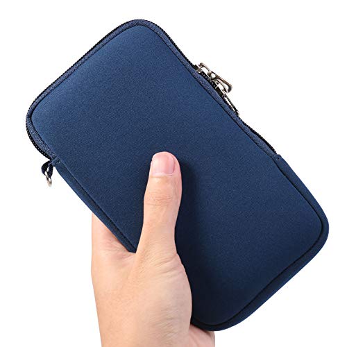 Neoprene Cell Phone Sleeve Zipper Phone Pouch Holder w/Neck Strap Compatible for iPhone 17 Pro Max 16 Plus Galaxy S26 Ultra S26+ S25 FE A17 A36 A56 Oneplus 15 13 Pixel 10 Poco X7 Pro (Blue) - color: Blue
