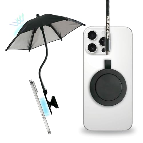 On The Grip 3 in 1 Magnetic Umbrella Sunshade Collapsible Expandable Phone Grip & Stand - Elegant Magsafe Compatible Phone Holder for Secure Grip and Hands-Free Viewing (Black)