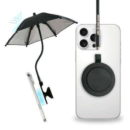 On The Grip 3 in 1 Magnetic Umbrella Sunshade Collapsible Expandable Phone Grip & Stand - Elegant Magsafe Compatible Phone Holder for Secure Grip and Hands-Free Viewing (Black)