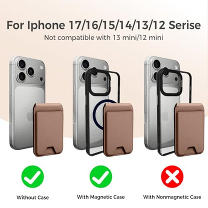 for MagSafe Wallet，Leather Magnetic Wallet for Phone with Adjustable Stand，5 Magnetic Credit Card Holder RFID Blocking for iPhone 17 16 15 14 13 12 Pro Max Air Series Cases (Slim-Coffee) - color: Slim-Coffee
