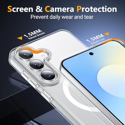 SPIDERCASE for Samsung Galaxy S25 FE Case,Built-in Stand,Clear | Magnetic [3 Stand Ways] Invisible Kickstand|Crystal Clear|Drop Protection| Shockproof Slim Case - color: Clear, size: S25 Fe