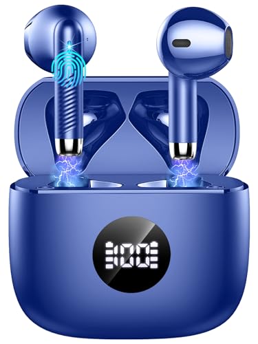 Wireless Earbuds, Bluetooth 5.4 Headphones, LED Power Display, Bass Stereo - color: Oriental Blue