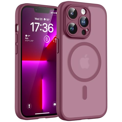 TOCOL for iPhone 13 Pro Max Case, Compatible with Magsafe Charger, Full Camera Protection, Translucent Matte for iPhone 13 Pro Max iPhone Case 6.7 inch (Plum) - color: Plum, size: Iphone 13 Pro Max