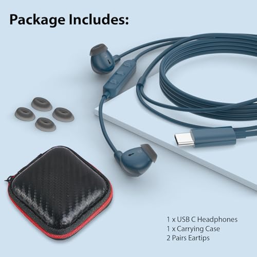 USB C Earbuds Headphones for iPad 10th Gen for iPhone Duo 18 Pro 17 15 Blue - color: Lake Blue