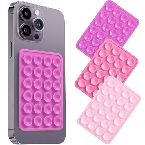 CIEO SuctionPhone Grip, Strong Silicone Suction,Strawberry Sticky Grip,Suitable for Selfies and Videos on Mirrors, Bathrooms and Smooth Surfaces, Compatible with iPhone (Purple Series) - color: Purple series