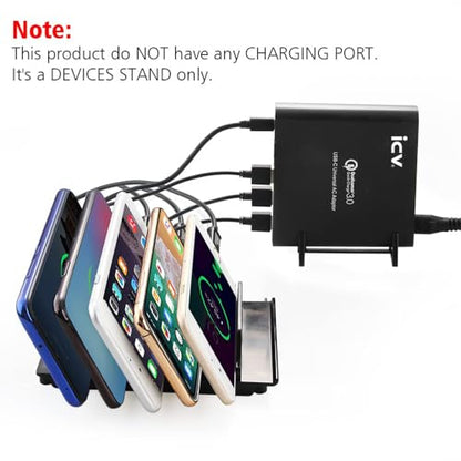 iCV Detachable Cell Phone Holder, Desktop Stand Station Stand for 5 Devices, Compatible with iPhone 15 14 13 12 Pro Xs Xs Max Xr X 8 Android Phone (Black) - color: Black