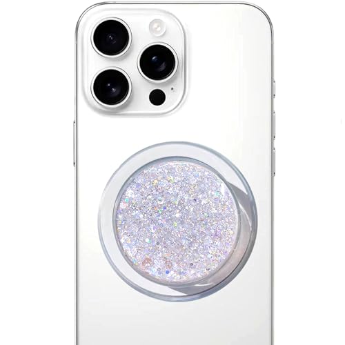Magnetic Retractable Phone Stand, Phone Grip, Suitable for Round Foldable Phones and Tablet Accessories - Transparent ShinePowder (Magnetic Silver) - color: Magnetic diamond colo