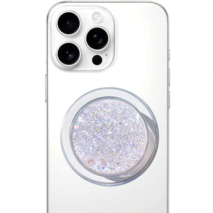 Magnetic Retractable Phone Stand, Phone Grip, Suitable for Round Foldable Phones and Tablet Accessories - Transparent ShinePowder (Magnetic Silver) - color: Magnetic diamond colo
