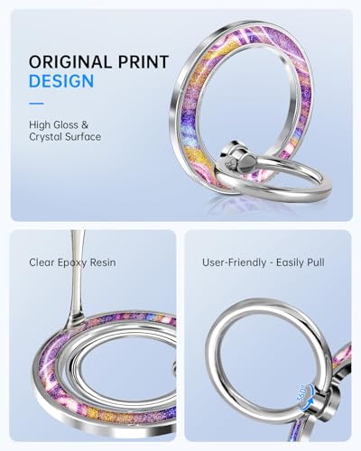 Magnetic Phone Ring Holder, Cute Cell Phone Grip, Glitter - color: Glitter