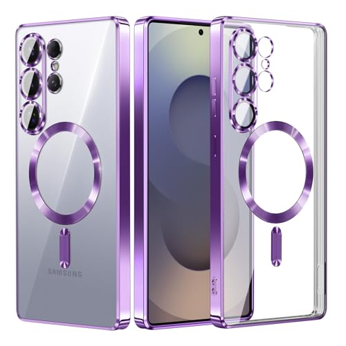 Hurgoer for Samsung Galaxy S26 Case.Soft TPU Electroplated Frame Cover with Clear Back.Drop Tested Protective Full Body Case.Thin Light Slim (Deep Purple, S26) - color: Deep Purple, size: S26
