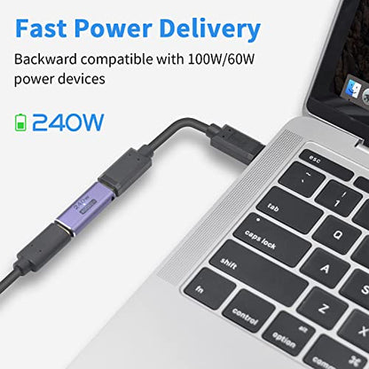 Poyiccot 240W USB C Coupler (2 Pack), USB C Female to Female Adapter Extender, Support up to 240W Charging, 40Gbps Data Transfer, 8K@60Hz Video, Compatible with iPad, MacBook, Thunderbolt 4/3 - size: usb c adapter female to female