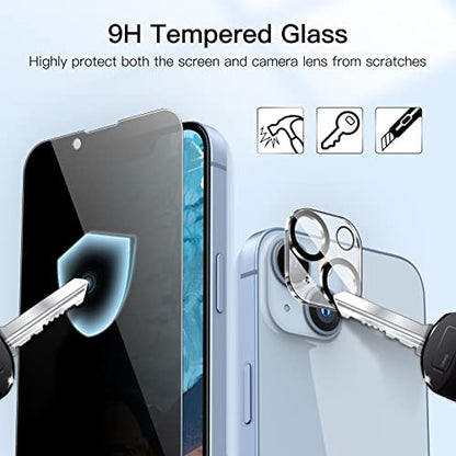 JETech Privacy Screen Protector for iPhone 14, 2+2 Pack - size: iPhone 14