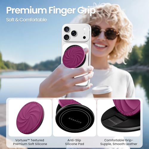 ORNARTO Vortuxe for MagSafe Phone Grip with Kickstand, Fuchsia - color: Fuchsia