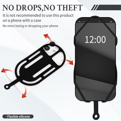 HOTEMIA Silicone Phone Lanyard Holder with Carabiner, Universal Phone Strap,Anti-Theft Phone Case with retractable tether - color: Black