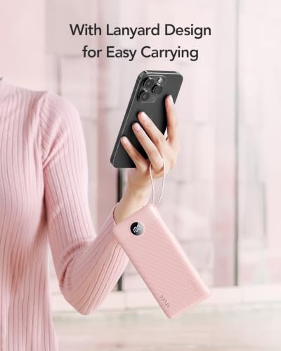 VRURC Portable Charger, Slim Power Bank Built-in 4 Cables, Travel Essential - color: Pink