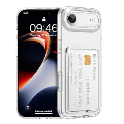 Gukalong Clear Wallet Case for iPhone 17 Air with Credit Card Holder | Hard PC Heavy Duty Shockproof Protection Anti-Scratch Phone Cover Card Slot Anti-Yellowing Case for Women Men - size: for iPhone Air