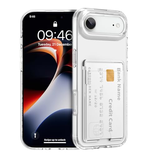 Gukalong Clear Wallet Case for iPhone 17 Air with Credit Card Holder | Hard PC Heavy Duty Shockproof Protection Anti-Scratch Phone Cover Card Slot Anti-Yellowing Case for Women Men - size: for iPhone Air