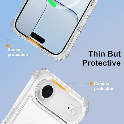 Clear Case for iPhone Air Case with Stand, Compatible with MagSafe | Military Grade Heavy Duty Cover with 360 Rotatable Ring Kickstand -260417 - color: Clear, size: iPhone Air