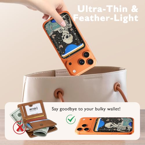 Compatible with Magsafe Wallet Magnetic Card Holder - Skeleton Book Phone Wallets for Women Teen Girls Cute for iPhone 17/16/15/14/13/12 Series Slim for Apple Mag RFID Magnet,Fit 3 Cards - color: Skeleton Book