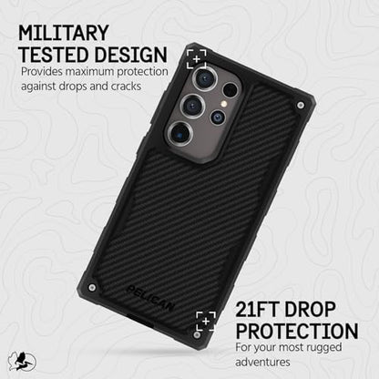 Pelican Shield - Samsung Galaxy S24 Ultra Case [6.8”] [Wireless Charging] [21ft MIL-STD Drop Protection] Phone Case for Samsung Galaxy S24 Ultra - Heavy Duty Cover w/Belt Clip Holster Stand - Carbon - color: Carbon