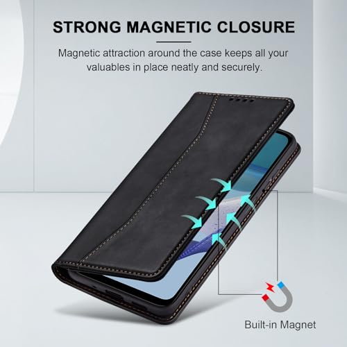 Jasonyu Flip Wallet Case for Moto G 5G (2023),Leather Magnetic Folio Cover with Card Holder,Kickstand - TPU Shockproof Durable Protective Phone Case,Black | PU Leather Magnetic Folio Cover,with Card Holder,Kickstand,TPU Shockproof,Durable,Protective Phone