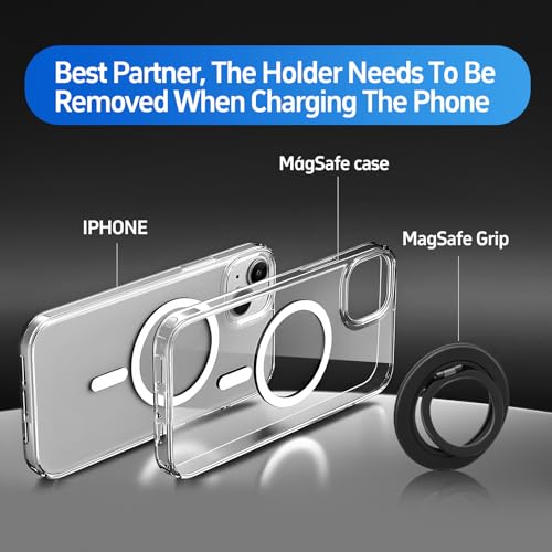 Magnetic Phone Ring For MagSafe Phone Grip, Magnetic Cell Phone Stand Holder Finger Ring,[Thin and light design]for iPhone Can Rotate 360 Degrees Compatible with iPhone 12/13/14/15/16/17 Series -Blue