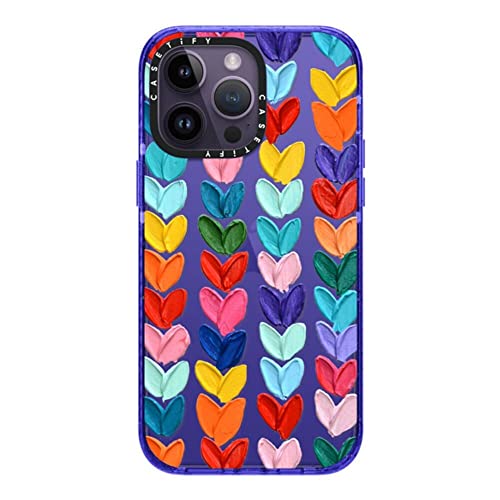 CASETiFY for iPhone 14 Pro Max Case - Impact | Slim Fit | 8.2 ft. 4x Military Grade Drop Protection | Clear Polka Daub Hearts | Peri Purple - color: Clear Polka Daub Hearts, size: iPhone 14 Pro Max (Standard)