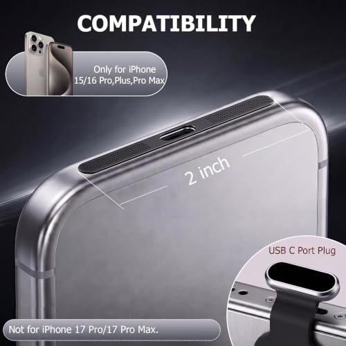 30Pcs Metal USB C Dust Plug with Speaker Dust Cover Cell Phone Cleaning Kit - size: for 17 and iPhone 16/15 series Black