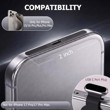 30Pcs Metal USB C Dust Plug with Speaker Dust Cover Cell Phone Cleaning Kit - size: for 17 and iPhone 16/15 series Black