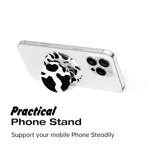 Svanove Magnetic Phone Grip Compatible with Magsafe Phone Grip Holder, Collapsible Cow Print Mag Safe Cellphone Grips Kickstand, Cute Trendy Animal Pattern Stand for iPhone Samsung Android, Black - color: Cow Blcak