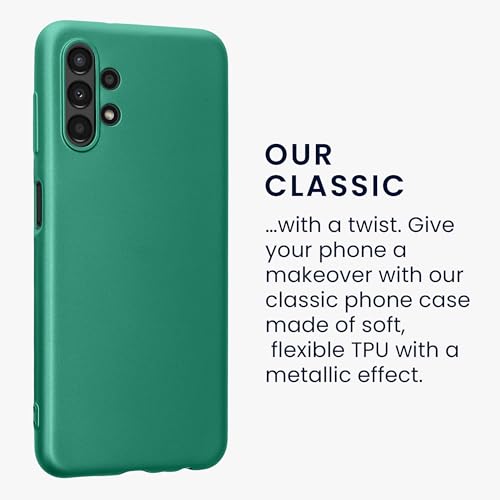 kwmobile Case Compatible with Samsung Galaxy A13 4G Case - Soft Slim Metallic TPU Silicone Cover - Dark Metallic Green - color: dark metallic green, size: Galaxy A13 4G