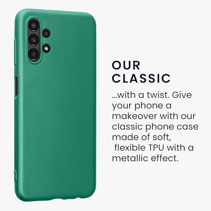 kwmobile Case Compatible with Samsung Galaxy A13 4G Case - Soft Slim Metallic TPU Silicone Cover - Dark Metallic Green - color: dark metallic green, size: Galaxy A13 4G