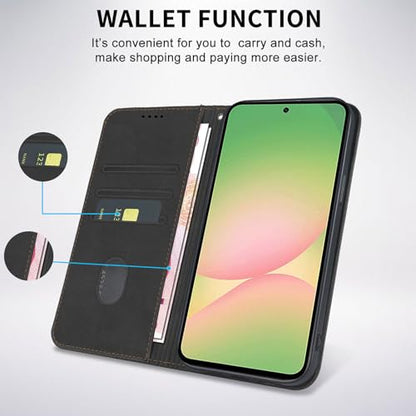Wallet Case for Samsung Galaxy A56 5G 2025 6.7 inch - PU Leather Flip Cover with Card Holder Slots, Strong Magnetic Folio Kickstand Phone Case, Black - color: Black, size: Samsung Galaxy a56/A56
