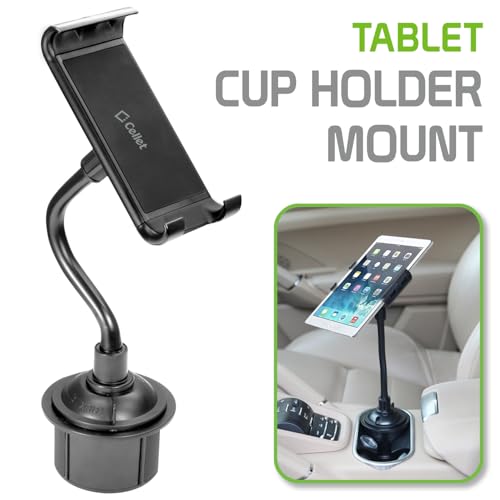 Cellet Tablet & Phone Holder for Car, iPad Truck Cup Holder Mount Compatible with iPad Pro Air Mini iPhone 14 Pro Max Plus 13 12 11 Samsung Z Fold Z Flip Tablet G Pad Kindle Fire HD 8 10