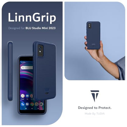 TUDIA LinnGrip Compatible with BLU Studio Mini (2023) Phone Case, [Enhanced Grip] Ultra Slim Fit Shockproof Matte TPU Soft Protective Phone Case Cover (Indigo Blue) - color: Indigo Blue