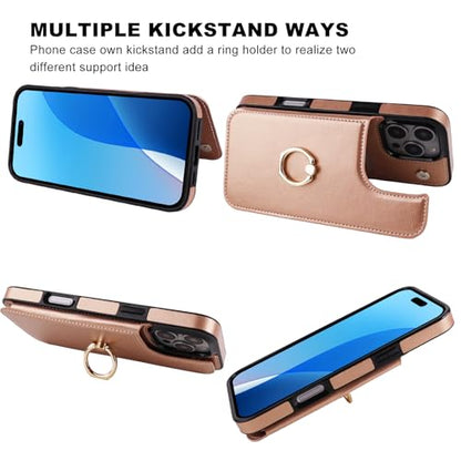 ONETOP for iPhone 16 Pro Max Wallet Case with Credit Card Holder,Rosegold - color: Rose Gold
