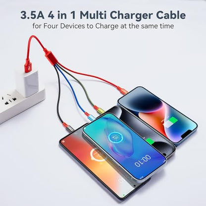 Minlu Short Multi Charging Cable,2Packs Charger Cord, 4 in 1,1FT Braided - size: 1 ft