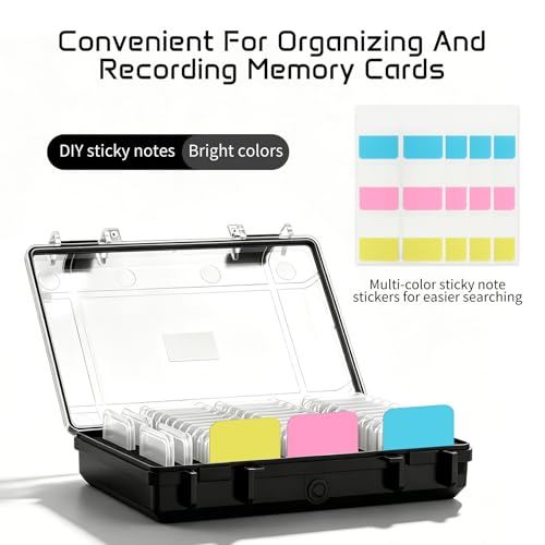 37-Slot Clear SD Card Holder, Water-Resistant Memory Card Case - color: Clear