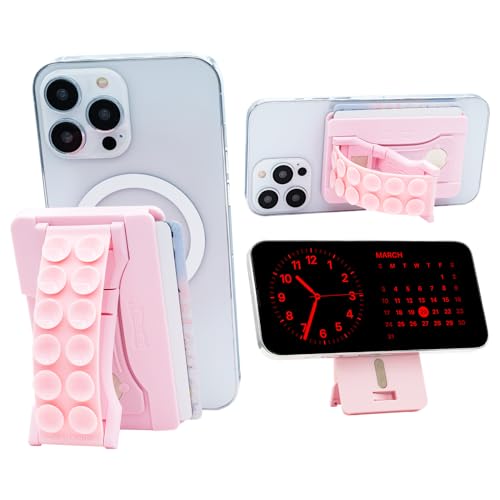 LOVEHANDLE Suction Wallet for MagSafe + Kickstand - Light Pink - color: Light Pink