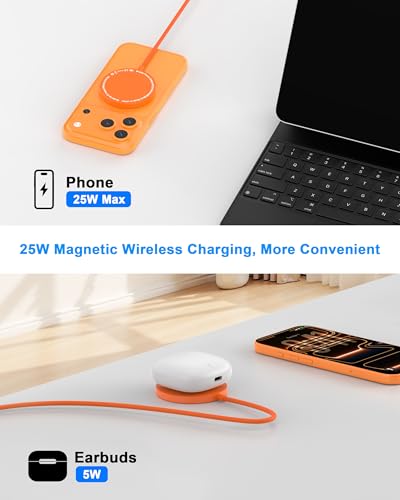 25W Magnetic Wireless Charger Apple Mag Safe Charger [Apple MFi Certified] - color: Orange, size: 4FT