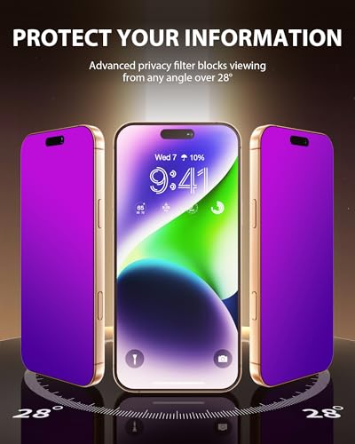 PDDKISS 2 Pack Privacy Screen Protector for iPhone 17 - size: for iPhone 17 - 6.3 Inch Purple