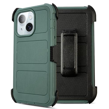 for Defender Case iPhone 13 Phone Case with Belt Clip Heavy Duty Dark Green | Protective iPhone 13 Cases Kickstand Rugged with 2 Layers of Sturdy, Shockproof Phone Cover for iPhone13 Case Black 6.1 inch - color: Dark Green