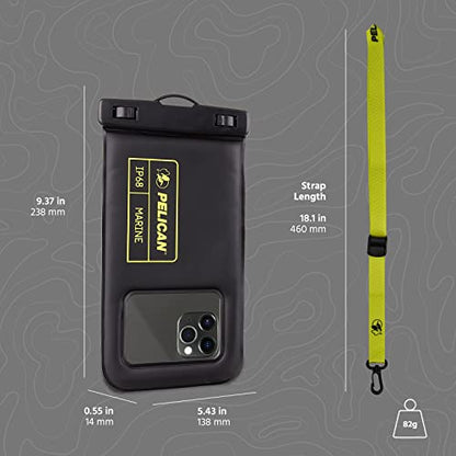 Pelican - Marine Series - IP68 Waterproof Floating Pouch + Roll Top Dry Bag (2L) - Black/Hi Vis Yellow